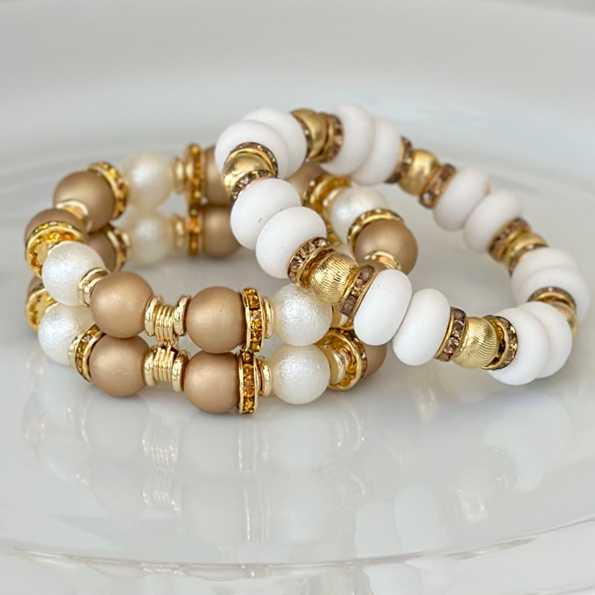 MATTE GOLD AND IVORY CUFF WITH GOLD ACCENTS