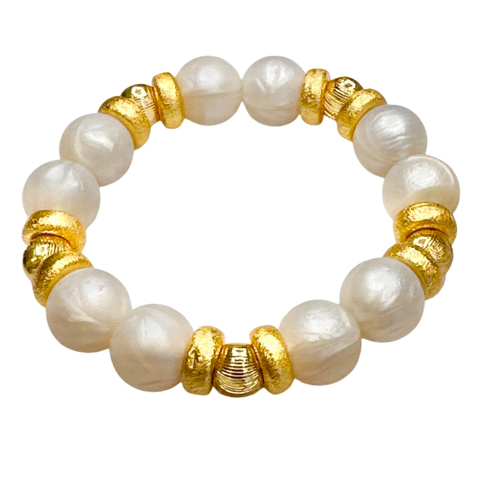 PEARLIZED IVORY AND GOLD BANGLE