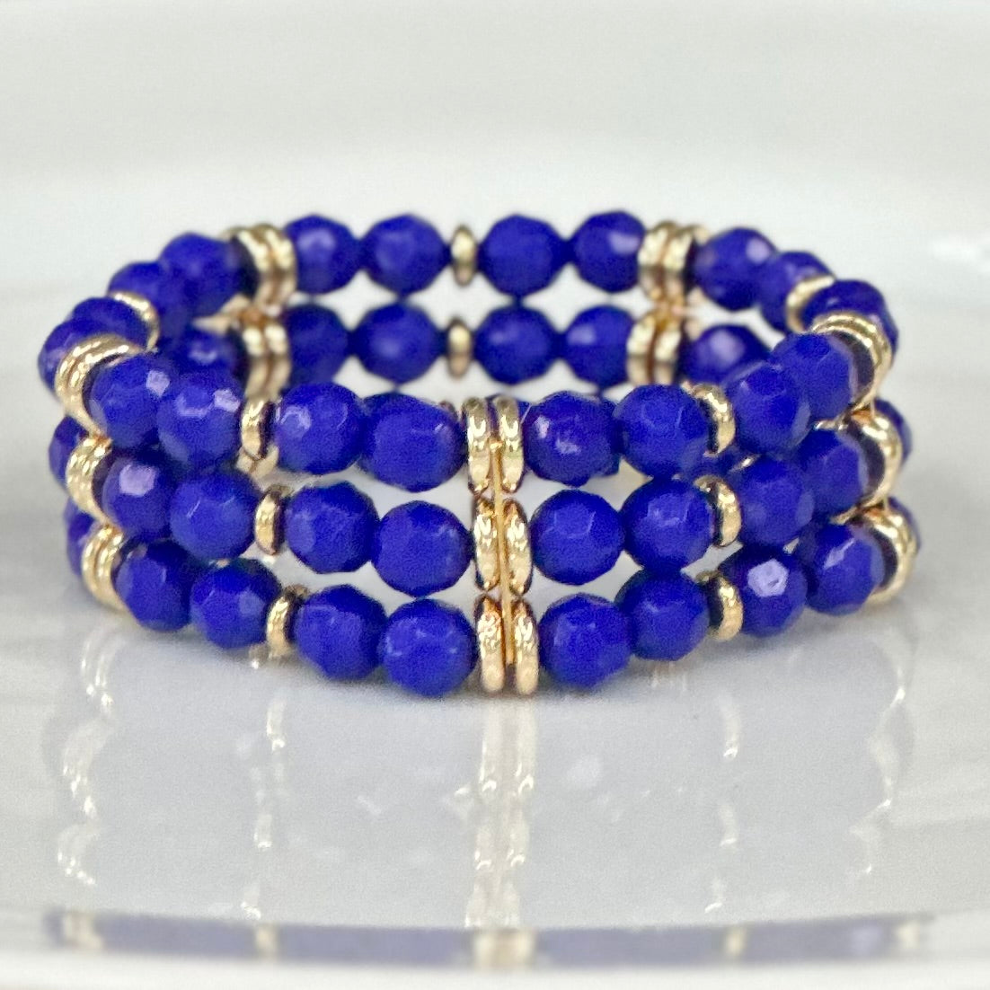 ROYAL BLUE AND GOLD TRIPLE CUFF