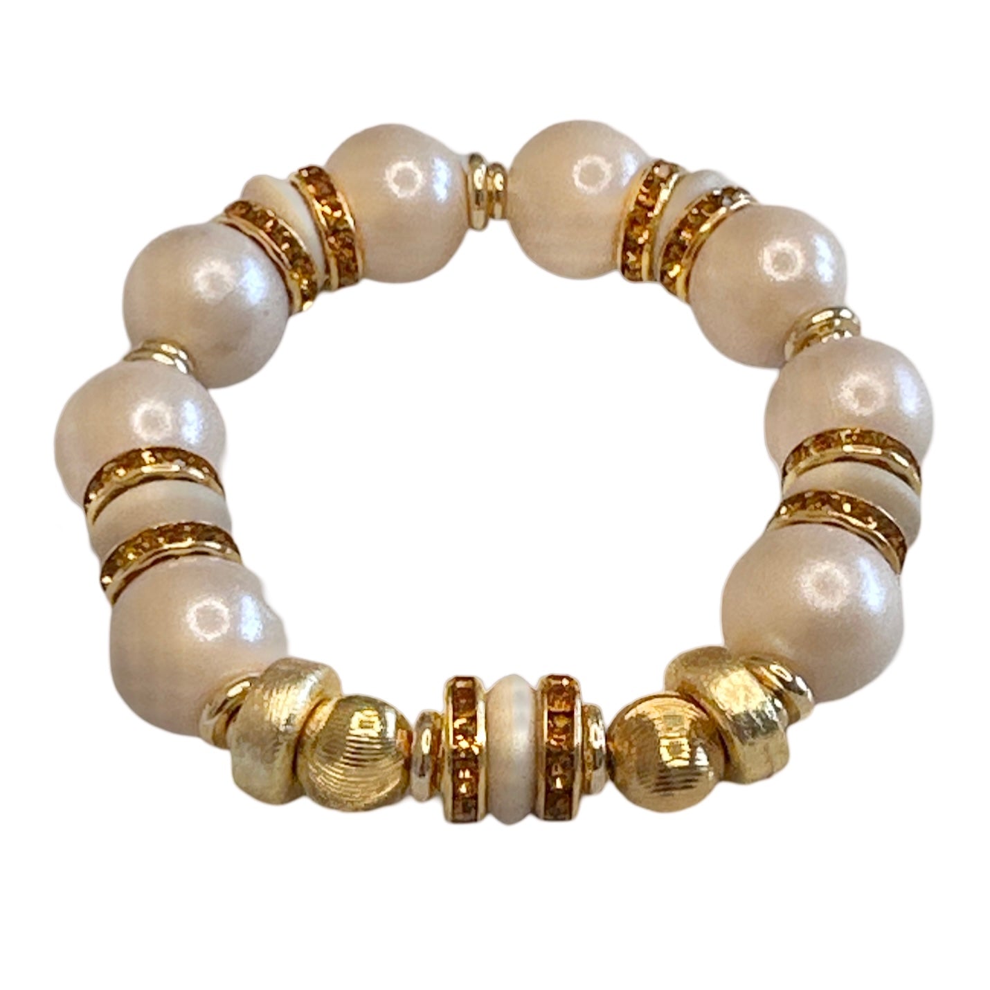 BEIGE BANGLE WITH TOPAZ, GOLD AND CZ ACCENTS