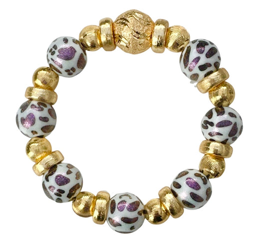 OPALIZED COW PATTERN AND GOLD BANGLE