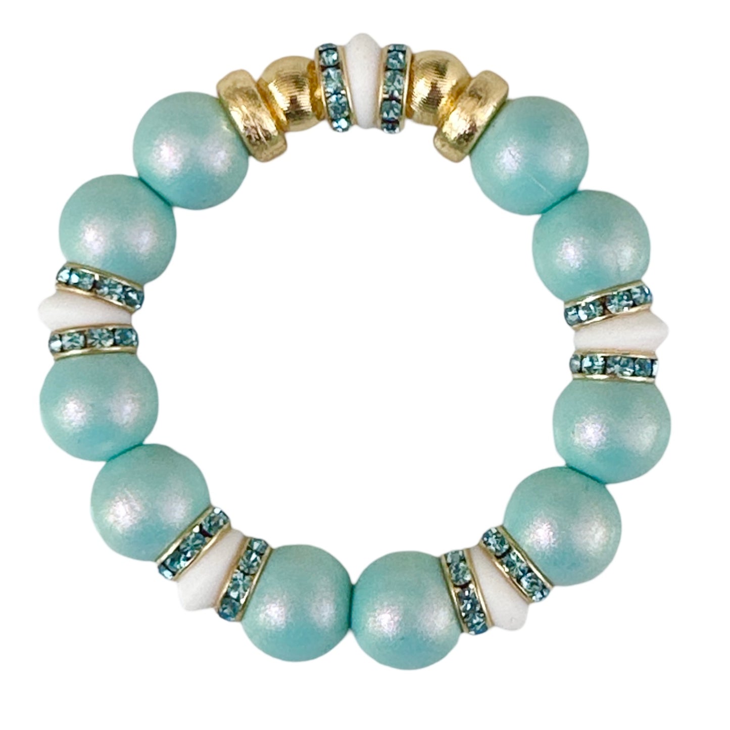 OPALIZED LIGHT TURQUOISE BANGLE WITH WHITE, TURQUOISE CZ AND GOLD ACCENTS