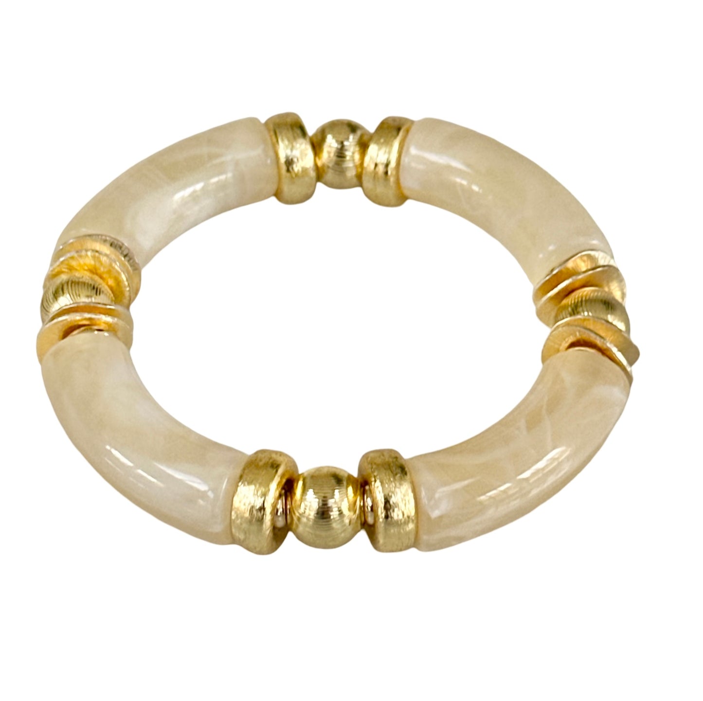 MARBLED CREAM AND GOLD LINK BRACELET