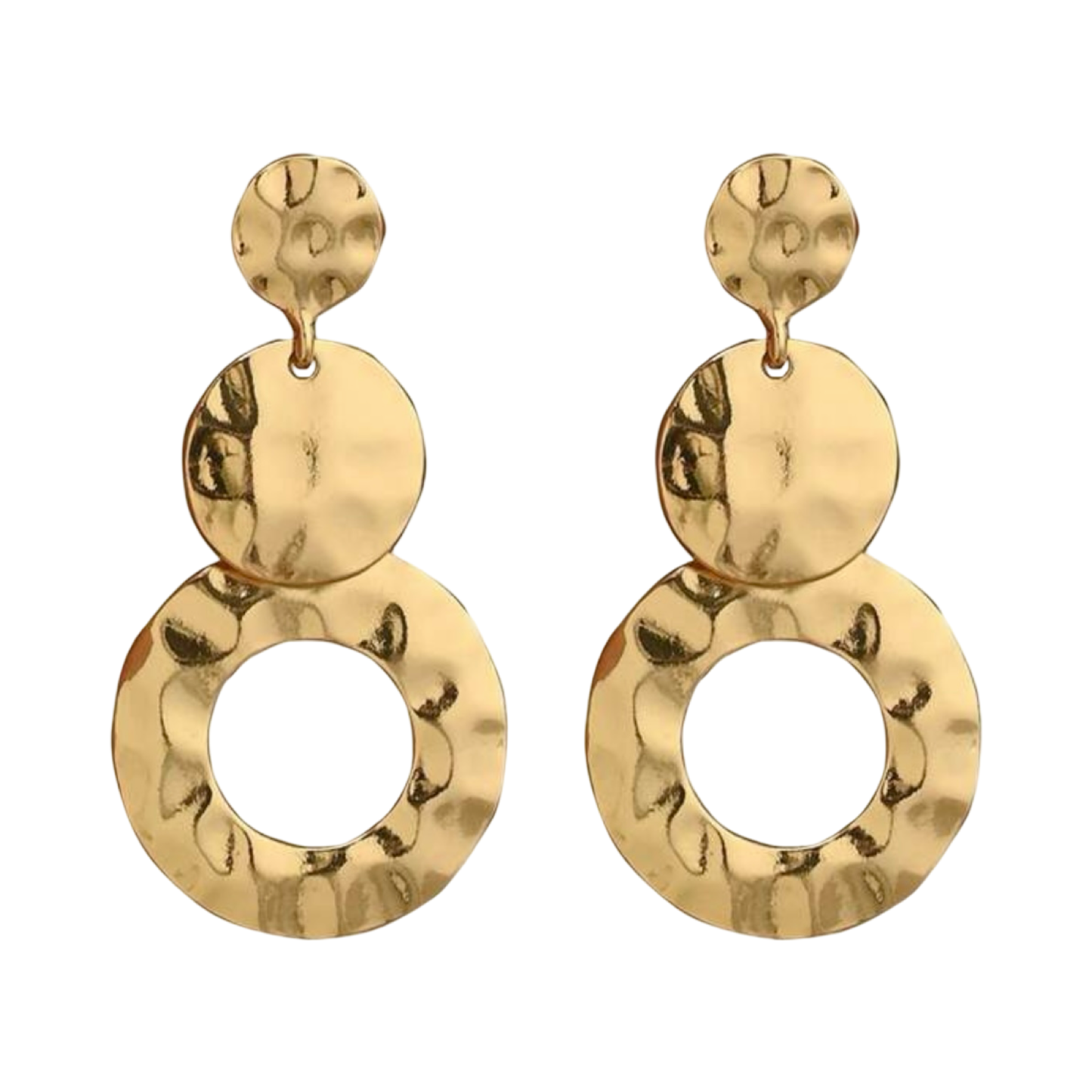 GOLD HAMMERED TRIPLE DROP OVAL EARRING