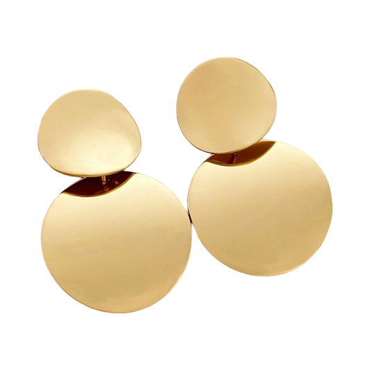 GOLD SOLID DOUDLE CIRCLE EARRING