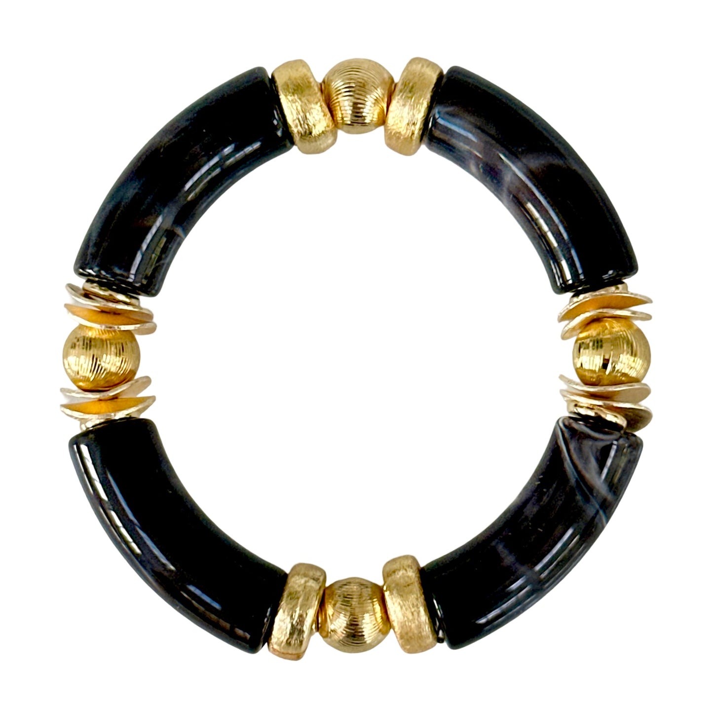 MARBLED BLACK AND GOLD LINK BRACELET
