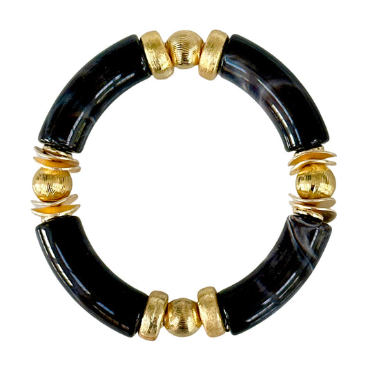 MARBLED BLACK AND GOLD LINK BRACELET