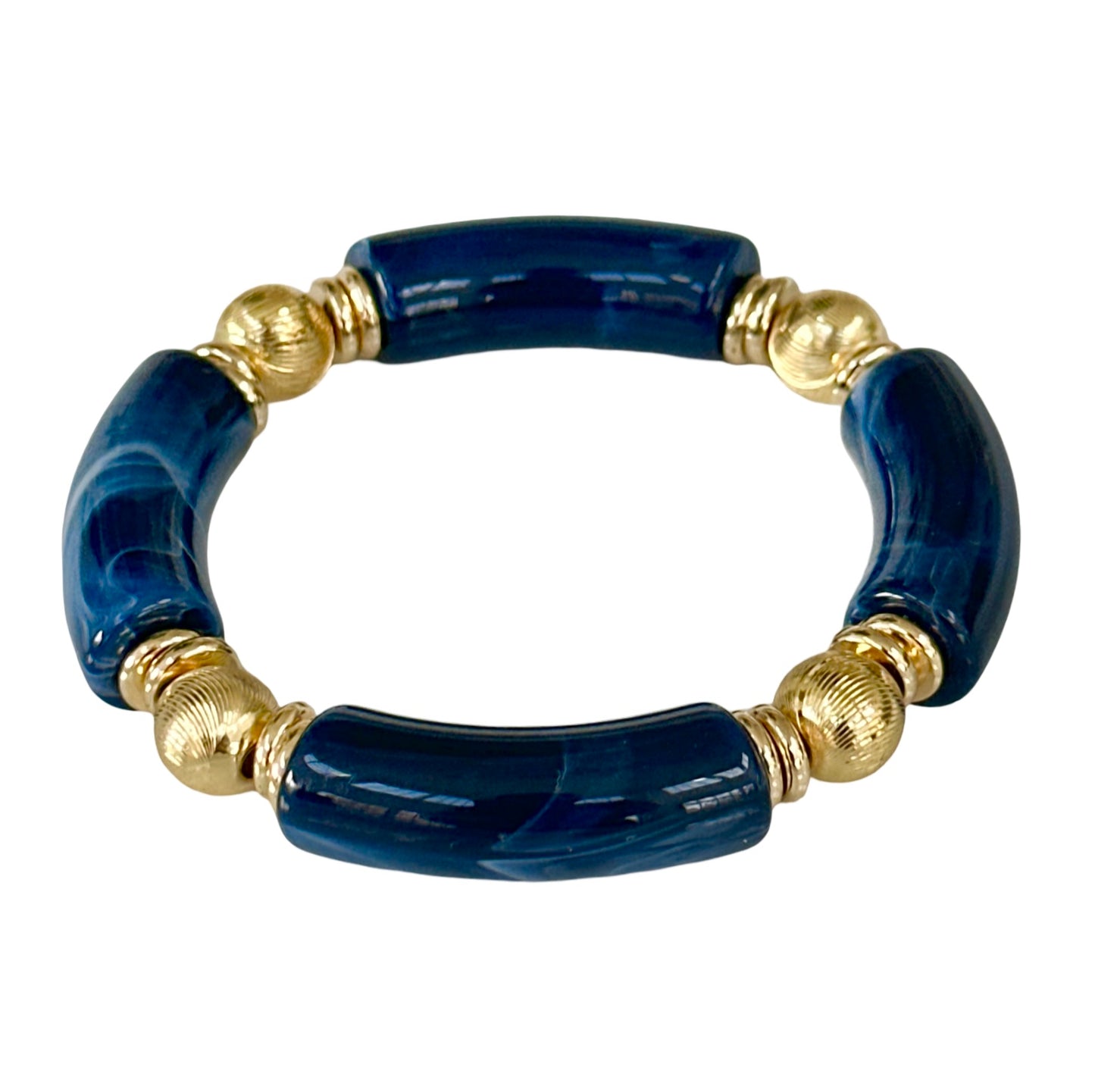 MARBLED NAVY BLUE AND GOLD LINK BRACELET
