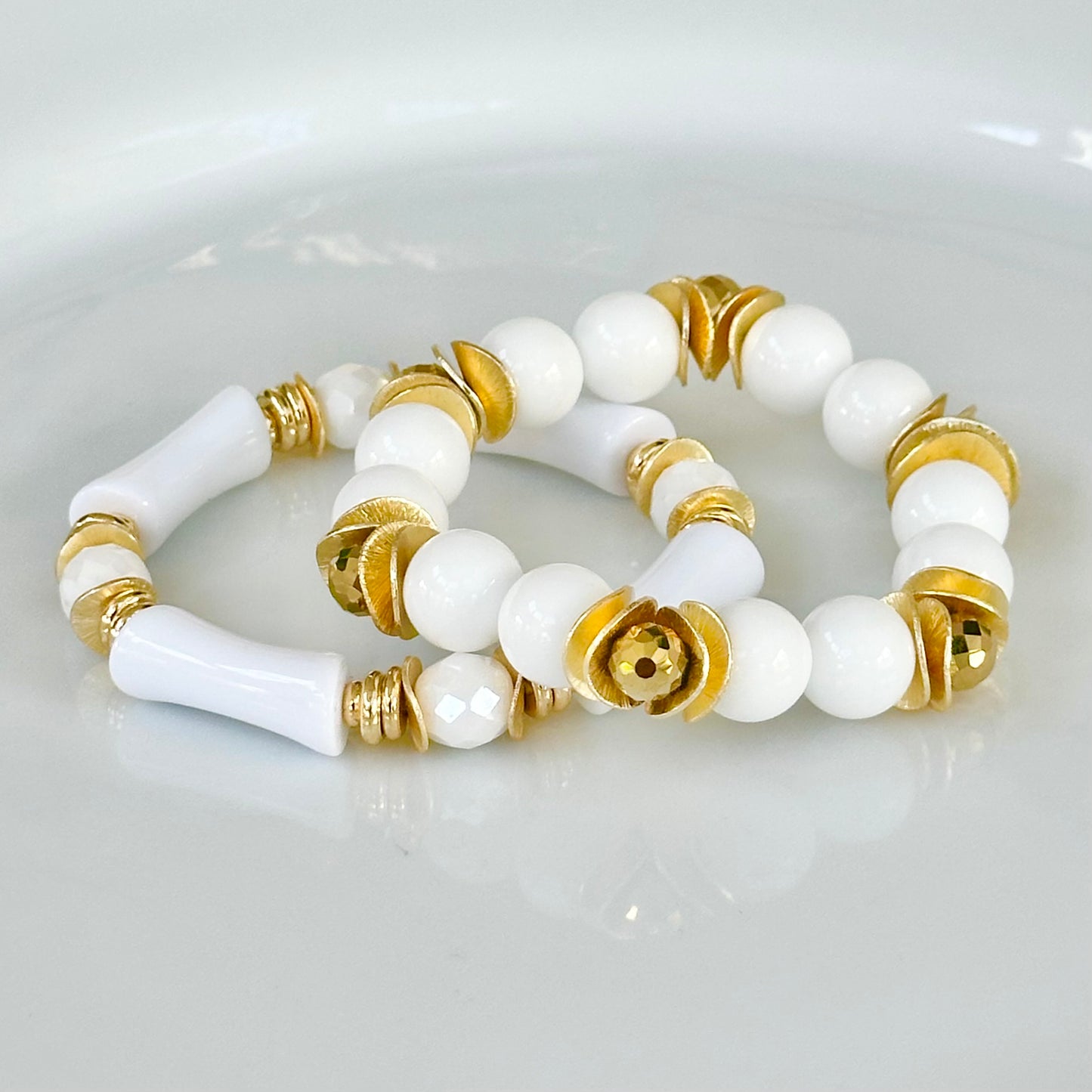 WHITE AND GOLD LINK BRACELET
