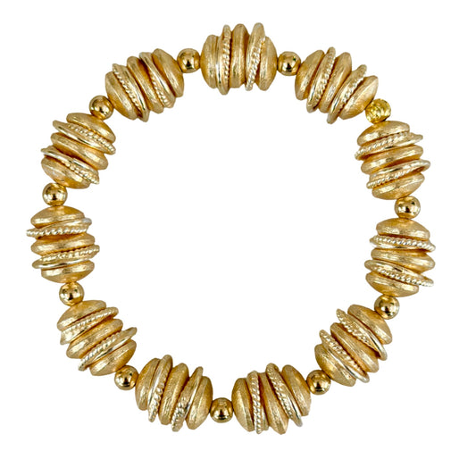 GOLD BANGLE WITH BRUSHED GOLD ACCENTS