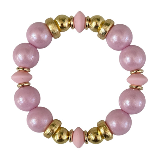 OPALIZED LIGHT PINK BANGLE WITH GOLD ACCENTS