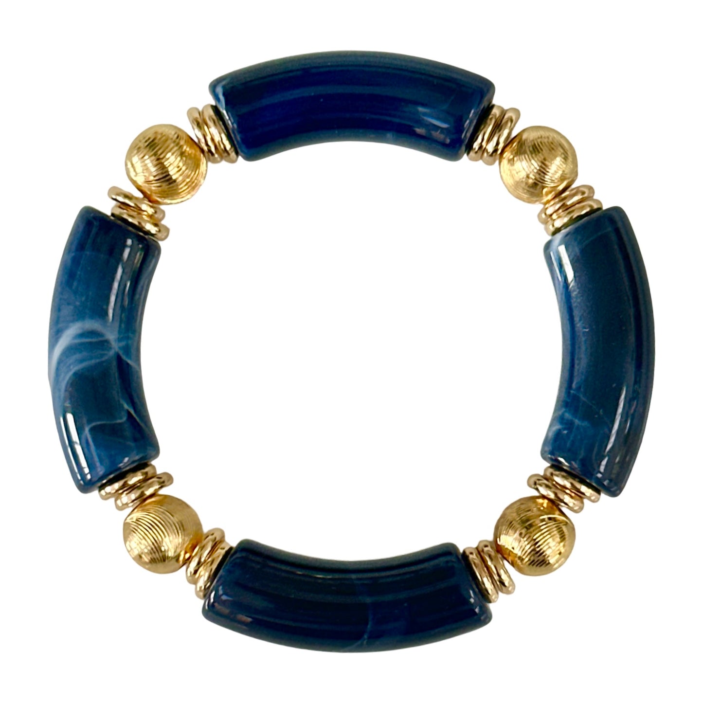 MARBLED NAVY BLUE AND GOLD LINK BRACELET