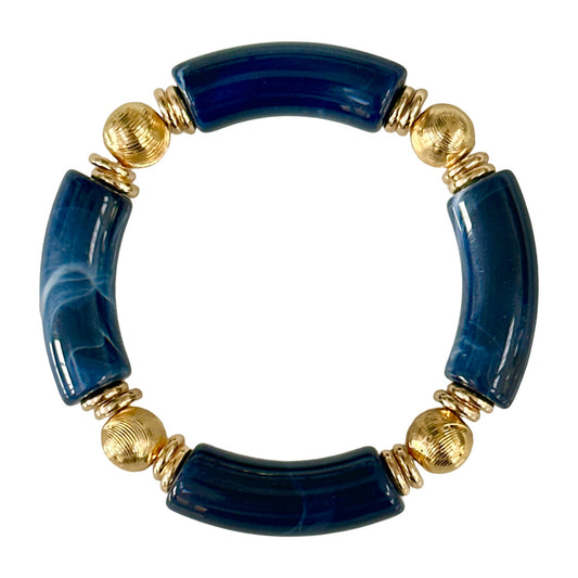 MARBLED NAVY BLUE AND GOLD LINK BRACELET