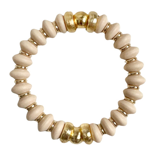 TAUPE COIL BRACELET WITH GOLD ACCENTS