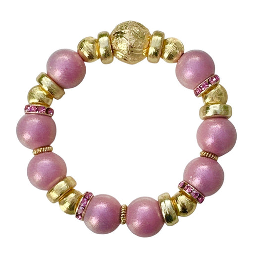 OPALIZED ROSE PINK AND GOLD BANGLE