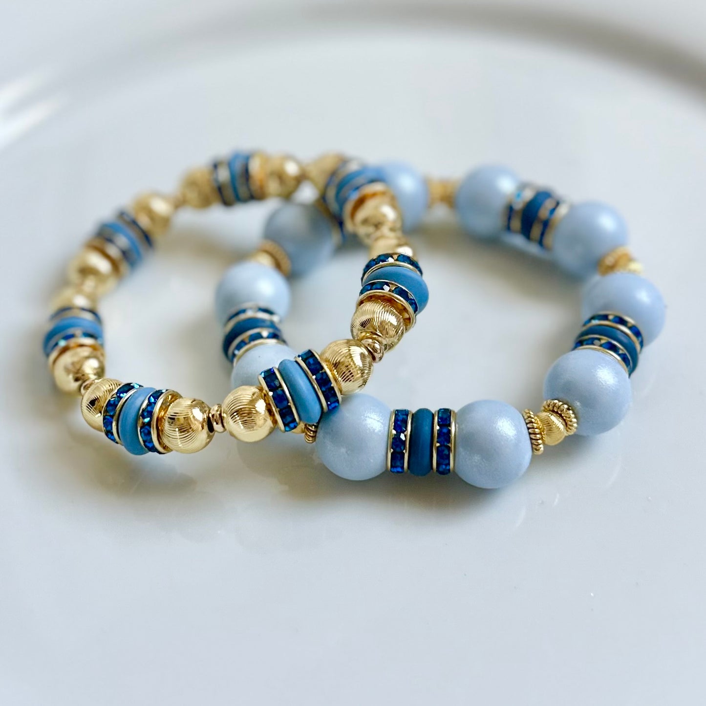GOLD AND BLUE BRACELET WITH CZ ACCENTS
