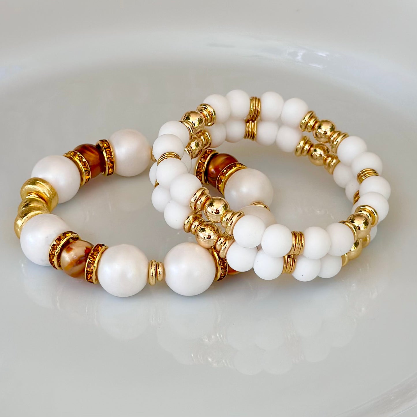 WHITE AND GOLD CUFF