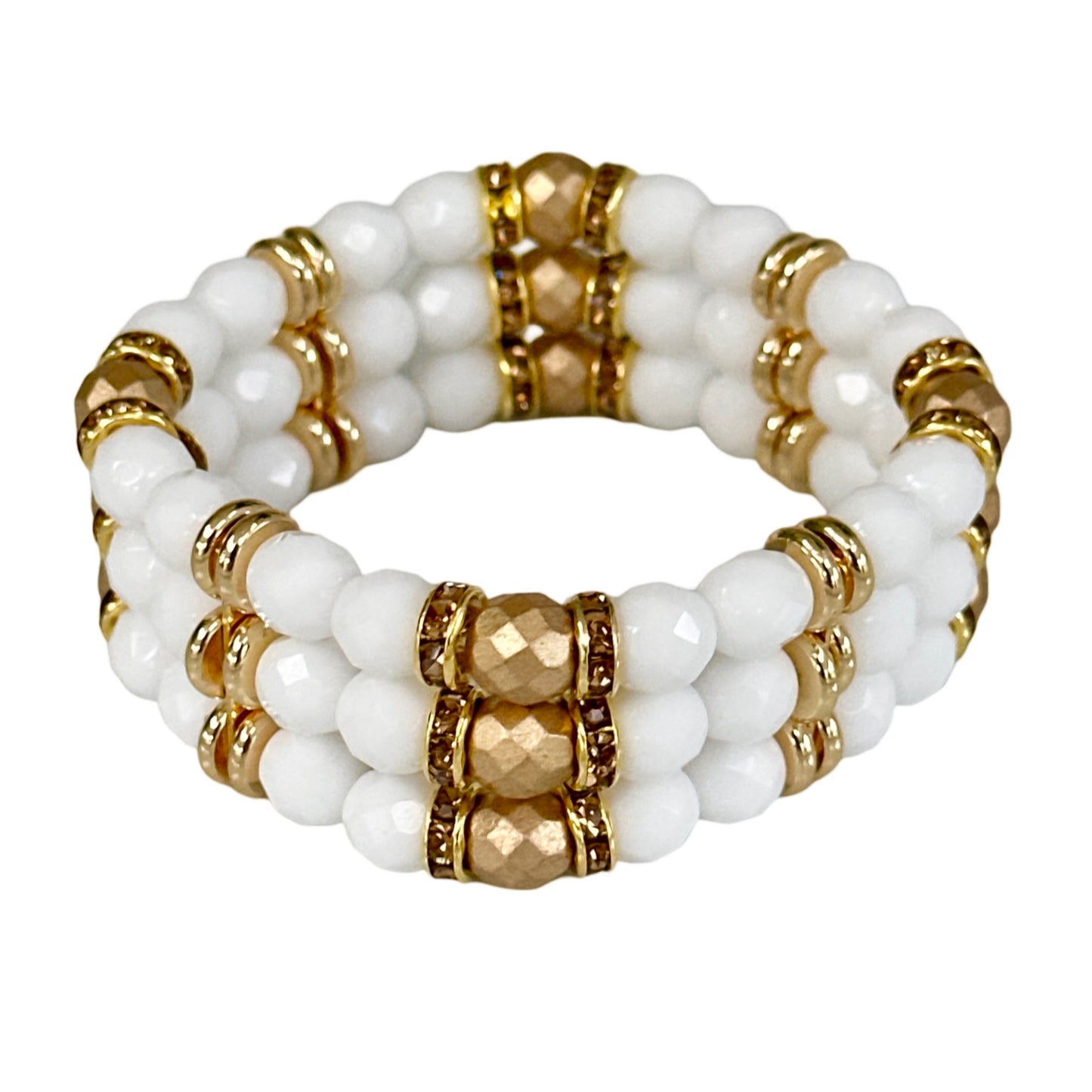 WHITE AND GOLD TRIPLE CUFF