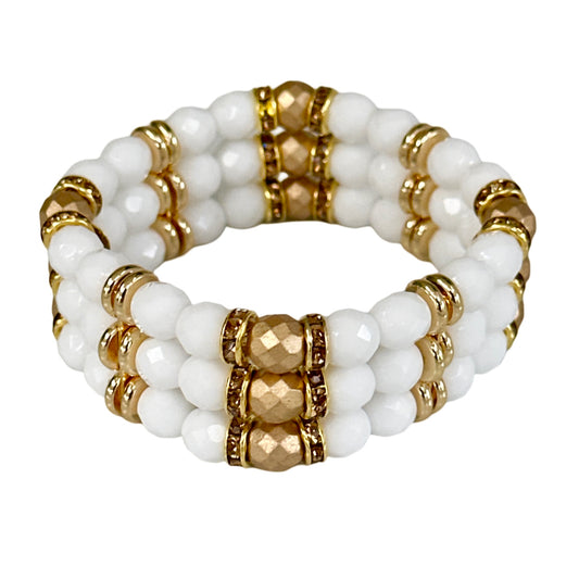 WHITE AND GOLD TRIPLE CUFF