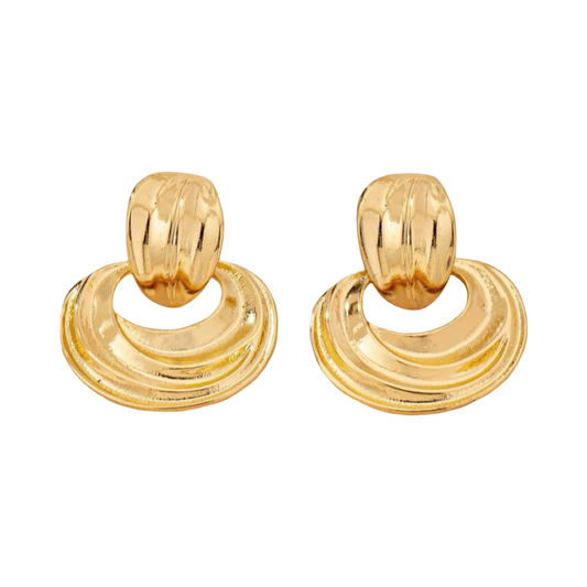 GOLD RIBBED EARRING