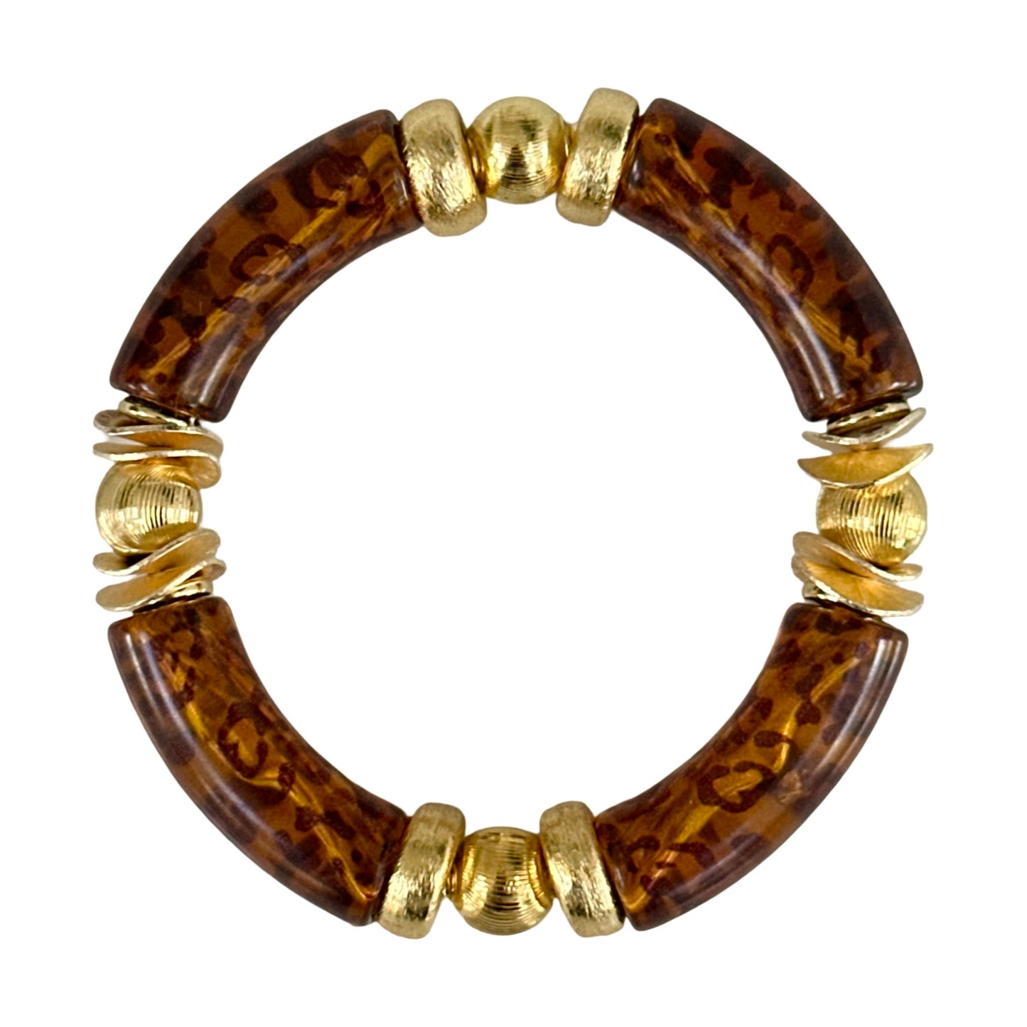 TORTOISE CHEETAH AND GOLD LINK BRACELET