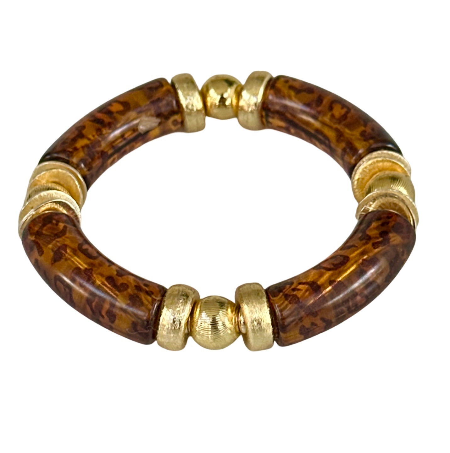 TORTOISE CHEETAH AND GOLD LINK BRACELET