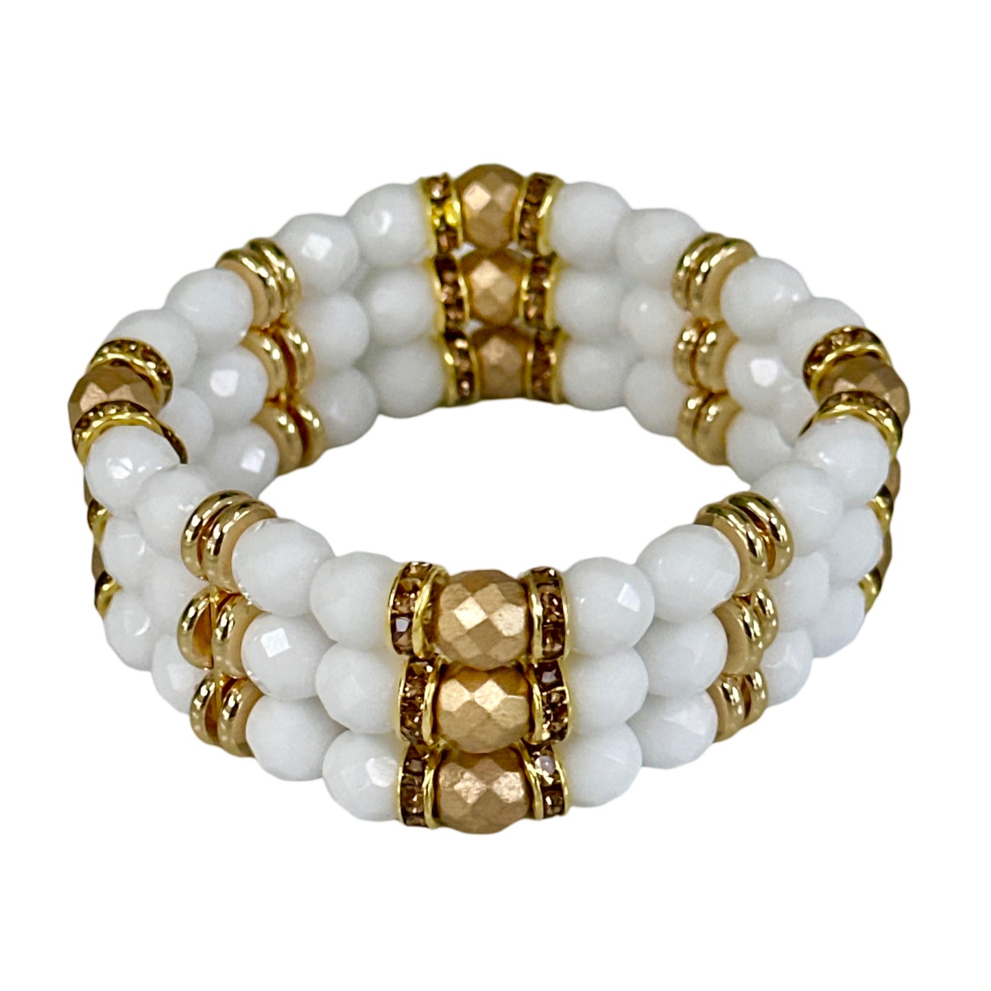 WHITE AND GOLD TRIPLE CUFF