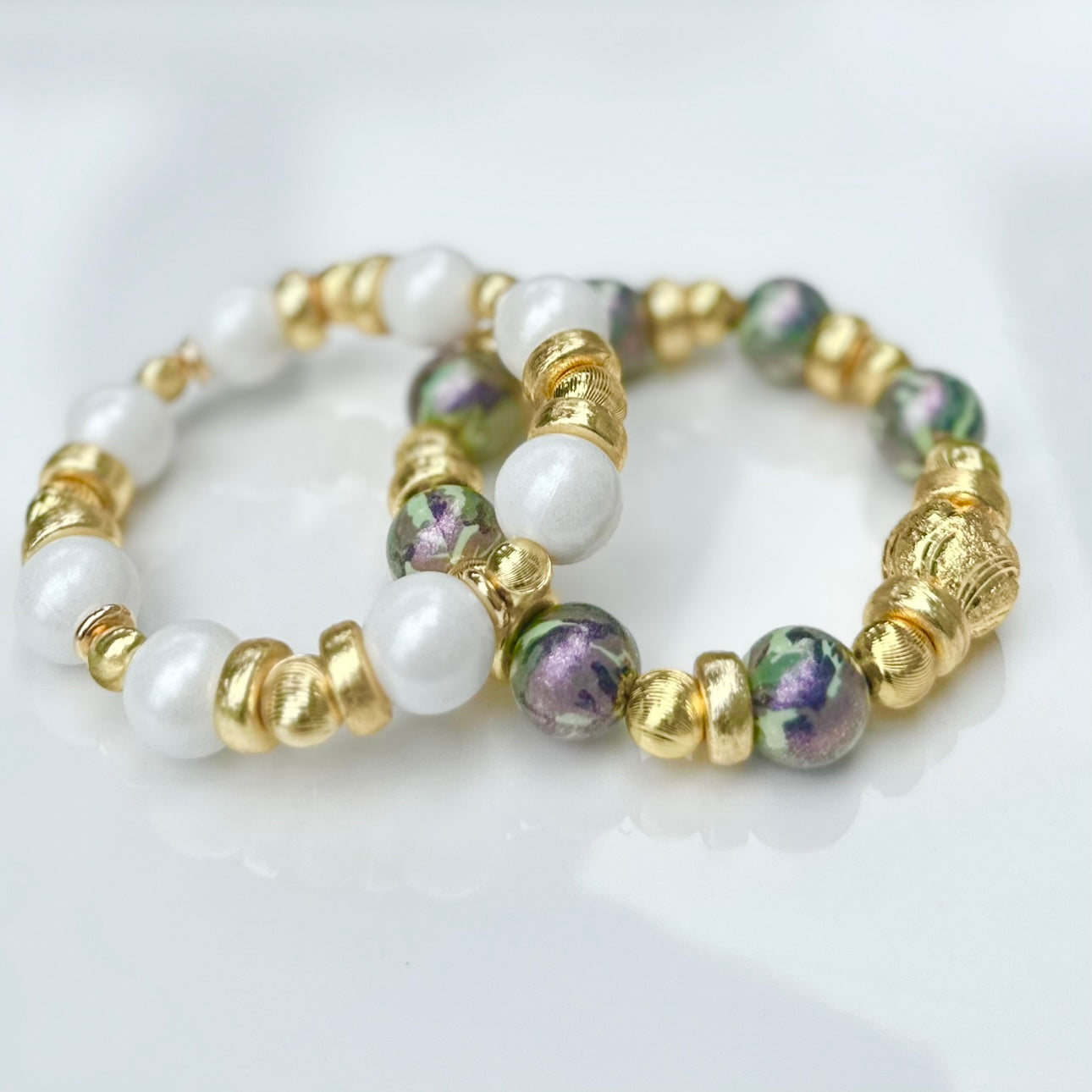 OPALIZED WHITE AND GOLD BANGLE