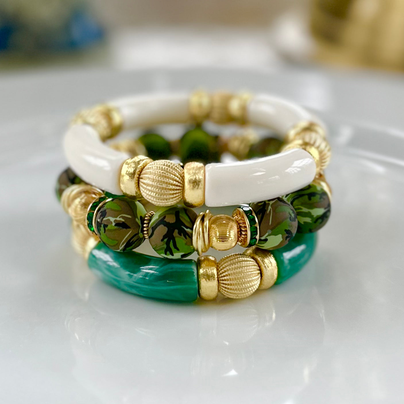 CAMO BANGLE WITH GOLD ACCENTS