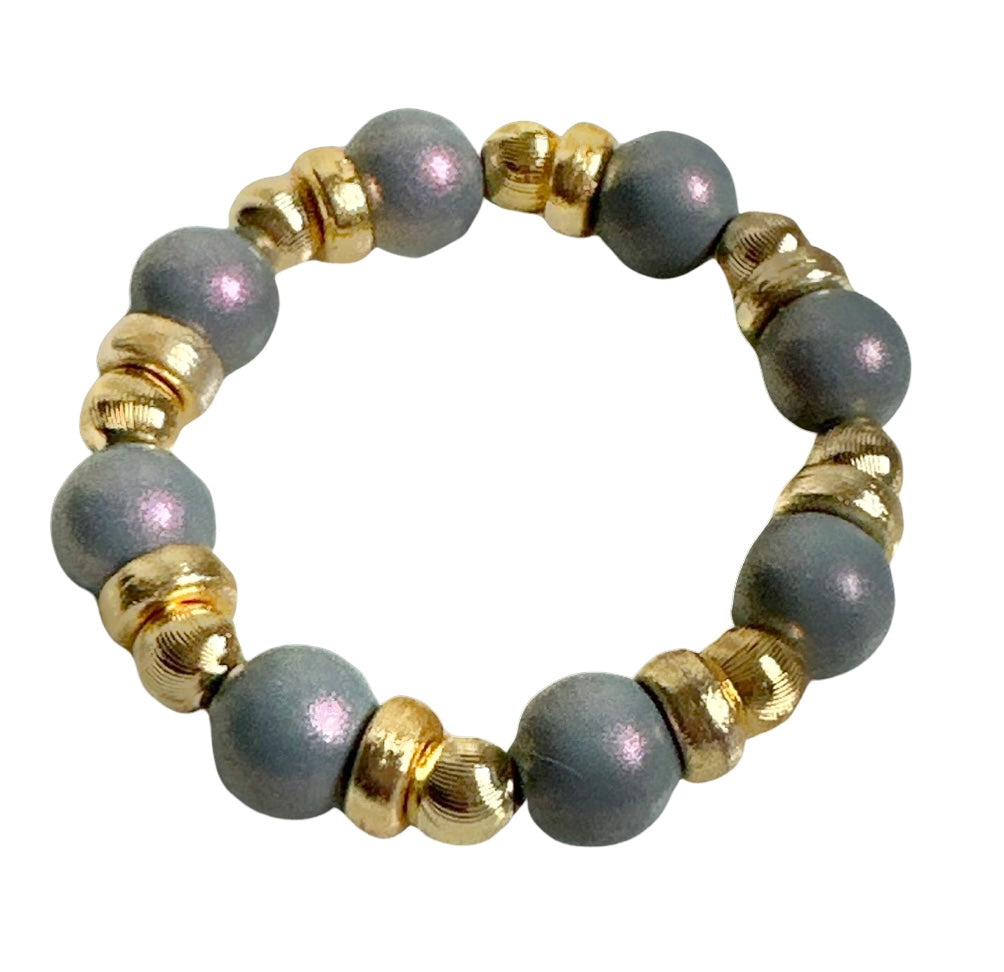 OPALIZED GRAY AND GOLD BANGLE