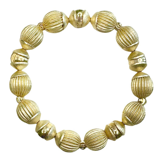 SATIN GOLD CORRUGATED CAPPED MINI BANGLE