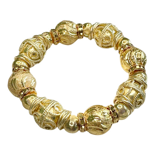 GOLD CORRUGATED AND TEXTURED STATEMENT BRACELET
