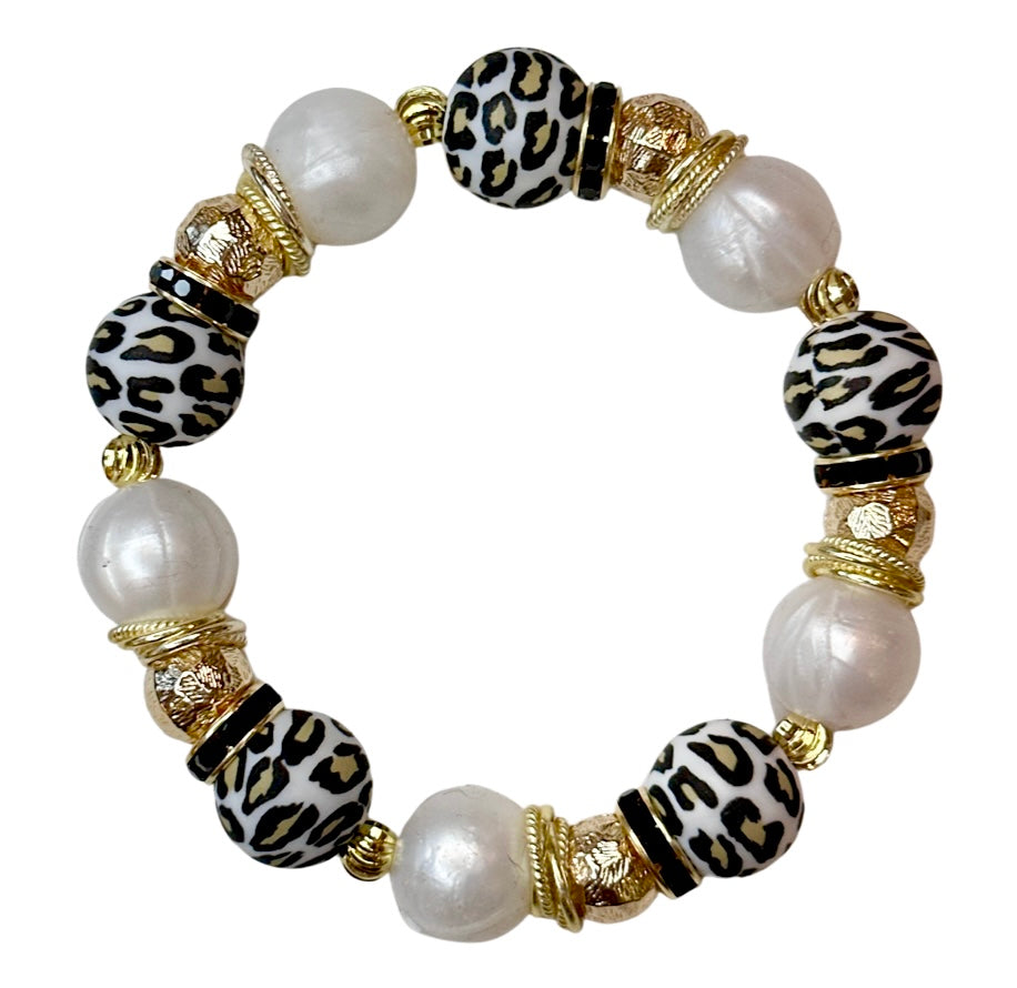 TAN AND BLACK CHEETAH WITH IVORY AND GOLD ACCENTS