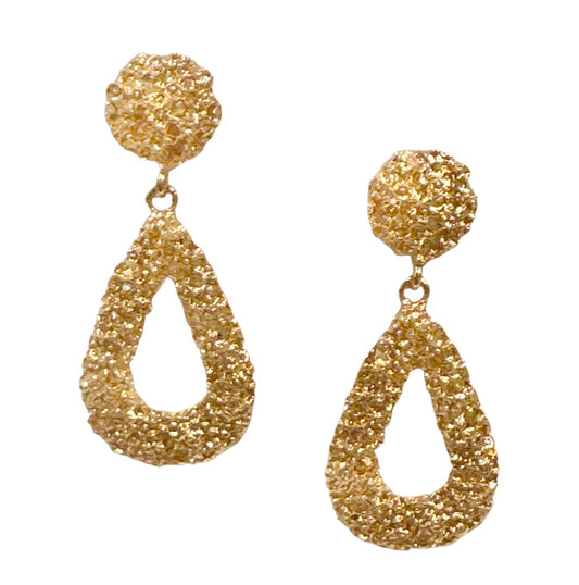 TEXTURED GOLD OVAL DROP EARRING