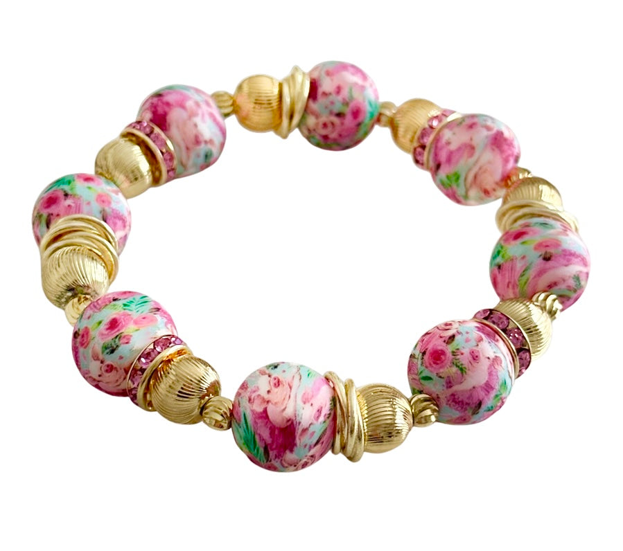 ROSE GARDEN BANGLE WITH  GOLD AND CZ BANGLE