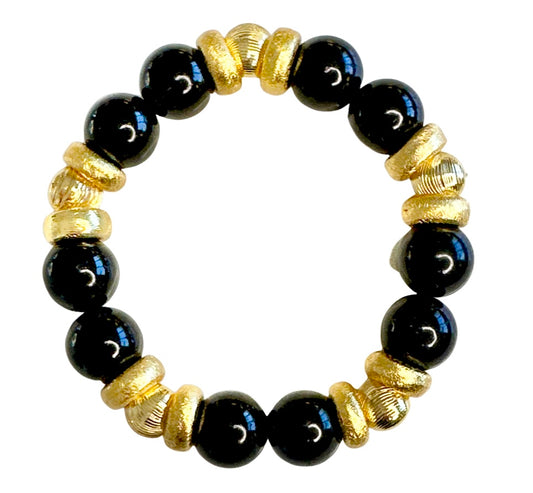 SHINY BLACK AND GOLD BANGLE